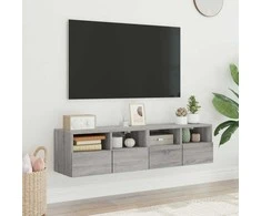 TV staliukas Sieninės TV spintelės, 2vnt., pilkos, 60x30x30cm, mediena
