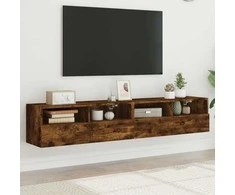 TV staliukas Sieninės TV spintelės, 2vnt., dūminės, 80x30x30cm, mediena