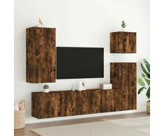 TV staliukas Sieninės TV spintelės, 2vnt., dūminio ąžuolo, 80x30x41cm