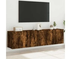 TV staliukas Sieninės TV spintelės, 2vnt., dūminio ąžuolo, 80x30x41cm