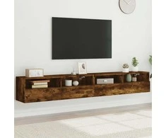 TV staliukas Sieninės TV spintelės, 2vnt., dūminės, 100x30x30cm, mediena