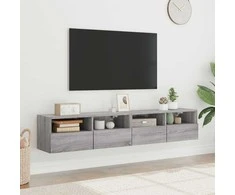 TV staliukas Sieninės TV spintelės, 2vnt., pilkos, 80x30x30cm, mediena