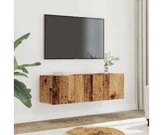 TV staliukas Sieninės TV spintelės, 2vnt., sendintos medienos, 100x30x30cm