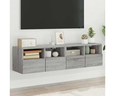 TV staliukas Sieninės TV spintelės, 2vnt., pilkos, 60x30x30cm, mediena