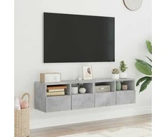 TV staliukas Sieninės TV spintelės, 2vnt., betono, 60x30x30cm, mediena