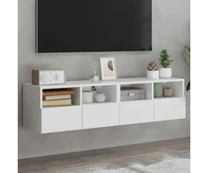 TV staliukas Sieninės TV spintelės, 2vnt., baltos, 60x30x30cm, mediena