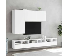 TV staliukas Sieninės TV spintelės, 2vnt., baltos, 60x30x30cm, mediena