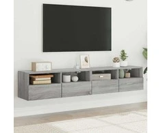 TV staliukas Sieninės TV spintelės, 2vnt., pilkos, 80x30x30cm, mediena