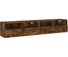 TV staliukas Sieninės TV spintelės, 2vnt., dūminės, 80x30x30cm, mediena
