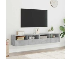 TV staliukas Sieninės TV spintelės, 2vnt., betono, 80x30x30cm, mediena