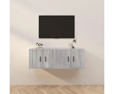 TV staliukas Sieninės TV spintelės, 2vnt., pilkos ąžuolo, 57x34,5x40cm