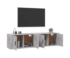 TV staliukas Sieninės TV spintelės, 2vnt., betono pilkos, 80x34,5x40cm