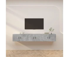 TV staliukas Sieninės TV spintelės, 3vnt., betono pilkos, 80x34,5x40cm