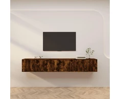 TV staliukas Sieninės TV spintelės, 3vnt., dūminio ąžuolo, 80x34,5x40cm