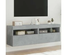 TV staliukas Sieninės TV spintelės su LED, 2vnt., betono pilkos, 60x30x40cm