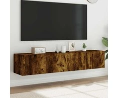 TV staliukas Sieninės TV spintelės su LED, 2vnt., dūminės ąžuolo, 80x35x31cm
