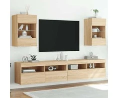 TV staliukas Sieninės TV spintelės su LED, 2vnt., ąžuolo, 40x30x60,5cm
