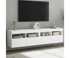 TV staliukas Sieninės TV spintelės su LED, 2vnt., baltos, 80x30x40cm