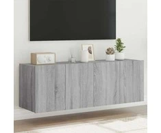 TV staliukas Sieninės TV spintelės su LED, 2vnt., pilkos ąžuolo, 60x35x41cm