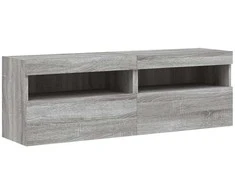TV staliukas Sieninės TV spintelės su LED, 2vnt., pilka ąžuolo, 60x30x40cm