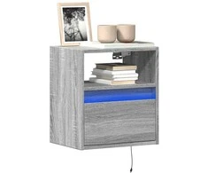 TV staliukas Sieninės TV spintelės su LED, 2vnt., pilkos, 41x31x45cm
