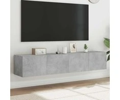 TV staliukas Sieninės TV spintelės su LED, 2vnt., betono pilkos, 80x35x31cm