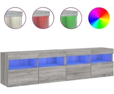 TV staliukas Sieninės TV spintelės su LED, 2vnt., pilkos ąžuolo, 80x30x40cm