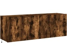 TV staliukas Sieninės TV spintelės su LED, 2vnt., dūminės ąžuolo, 60x35x41cm