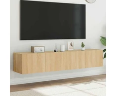 TV staliukas Sieninės TV spintelės su LED, 2vnt., sonoma ąžuolo, 80x35x31cm