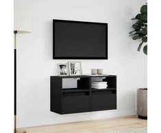 TV staliukas Sieninės TV spintelės su LED, 2vnt., juodos, 41x31x45cm