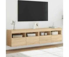 TV staliukas Sieninės TV spintelės su LED, 2vnt., sonoma ąžuolo, 80x30x40cm
