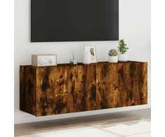 TV staliukas Sieninės TV spintelės su LED, 2vnt., dūminės ąžuolo, 60x35x41cm