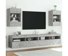 TV staliukas Sieninės TV spintelės su LED, 2vnt., betono, 40x30x60,5cm