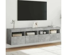 TV staliukas Sieninės TV spintelės su LED, 2vnt., betono pilkos, 80x30x40cm