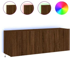 TV staliukas Sieninės TV spintelės su LED, 2vnt., rudos ąžuolo, 60x35x41cm