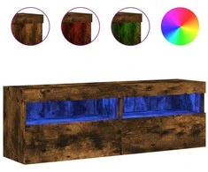 TV staliukas Sieninės TV spintelės su LED, 2vnt., dūminės ąžuolo, 60x30x40cm