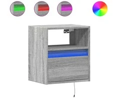TV staliukas Sieninės TV spintelės su LED, 2vnt., pilkos, 41x31x45cm