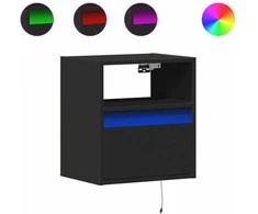 TV staliukas Sieninės TV spintelės su LED, 2vnt., juodos, 41x31x45cm