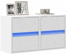TV staliukas Sieninės TV spintelės su LED, 2vnt., baltos, 41x31x45cm