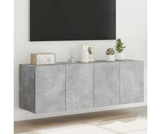 TV staliukas Sieninės TV spintelės su LED, 2vnt., betono pilkos, 60x35x41cm