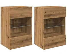 TV staliukas Sieninės spintelės su LED apšvietimu televizoriui, 2vnt., artisano, 40x30x60,5cm