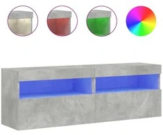 TV staliukas Sieninės TV spintelės su LED, 2vnt., betono pilkos, 60x30x40cm