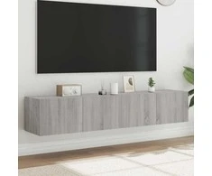 TV staliukas Sieninės TV spintelės su LED, 2vnt., pilkos ąžuolo, 80x35x31cm