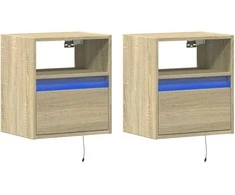 TV staliukas Sieninės TV spintelės su LED, 2vnt., sonoma ąžuolo, 41x31x45cm