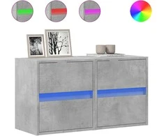 TV staliukas Sieninės TV spintelės su LED, 2vnt., betono pilkos, 41x31x45cm