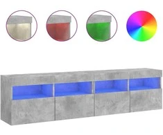TV staliukas Sieninės TV spintelės su LED, 2vnt., betono pilkos, 80x30x40cm