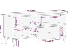 TV staliukas Televizoriaus spintelė, 100x33x46cm, mango medienos masyvas