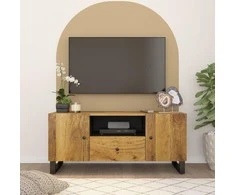 TV staliukas Televizoriaus spintelė, 105x33,5x46cm, mango/apdirbta mediena
