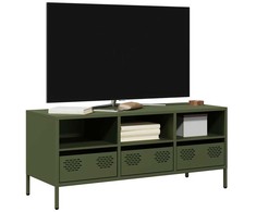 TV staliukas Televizoriaus spintelė, alyvuogių, 101,5x39x43,5cm, plienas
