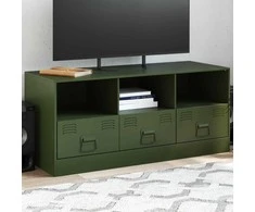 TV staliukas Televizoriaus spintelė, alyvuogių žalia, 99x39x44cm, plienas